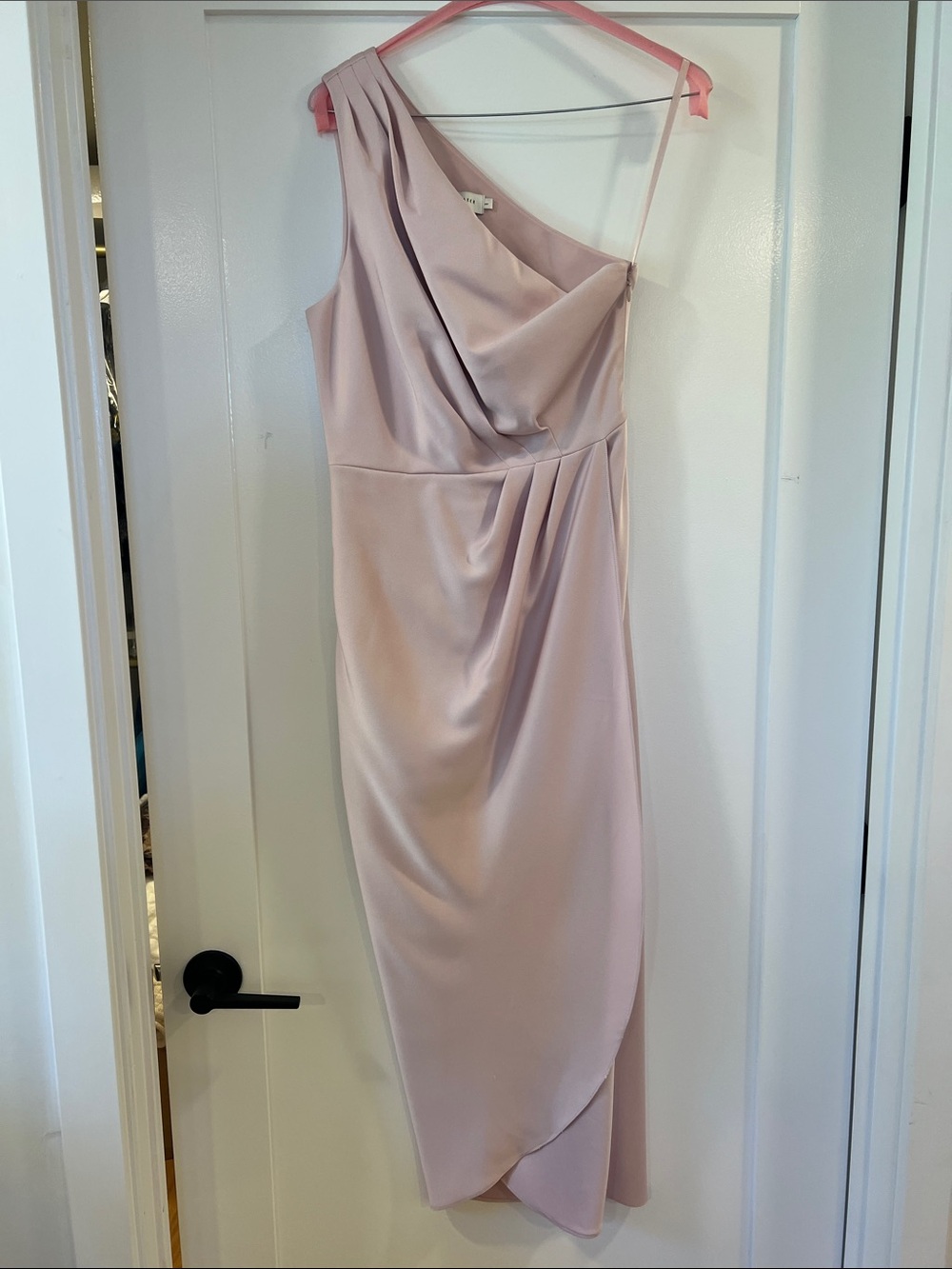 Ted Baker London One-Shoulder Satin Dress in Blush